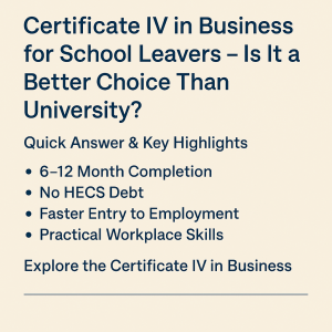 Read more about the article Certificate IV in Business for School Leavers — Is It a Better Choice Than University?