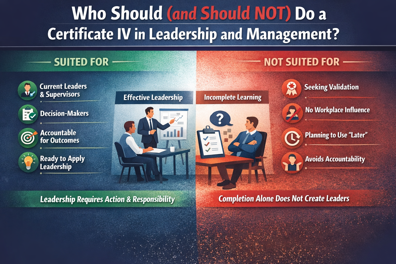 Read more about the article Who Should (and Should Not) Do a Certificate IV in Leadership and Management