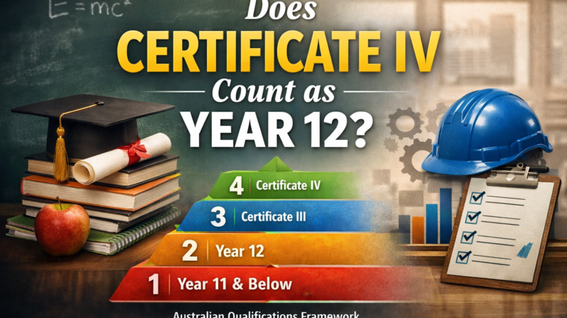 Certificate IV vs Year 12 comparison showing AQF Level 4 vocational qualification and secondary school completion within the Australian Qualifications Framework.