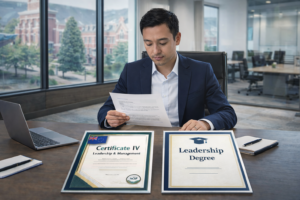 Read more about the article certificate-iv-vs-leadership-degree-management-career
